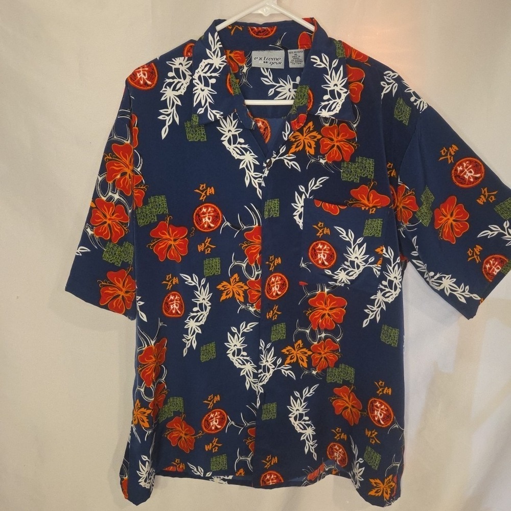 Vintage Extreme Gear Shirt Men's XL Blue Hawaiian Tropical‎